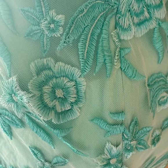 Naeem Khan Turquoise Floral Lace Mini Dress NWT - Picture 5 of 12